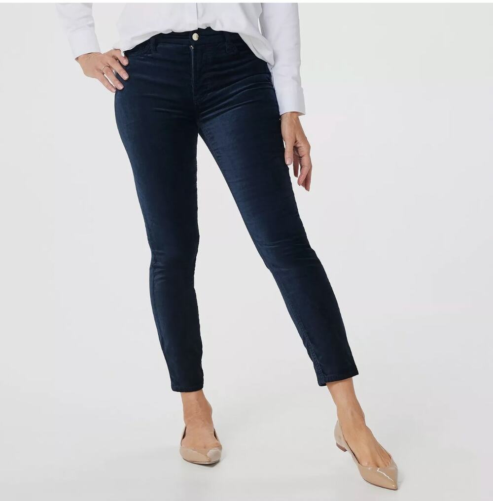 Jen7 7 for All Mankind Velvet Jeans Womens 12 Green Ankle‎ Skinny Crop